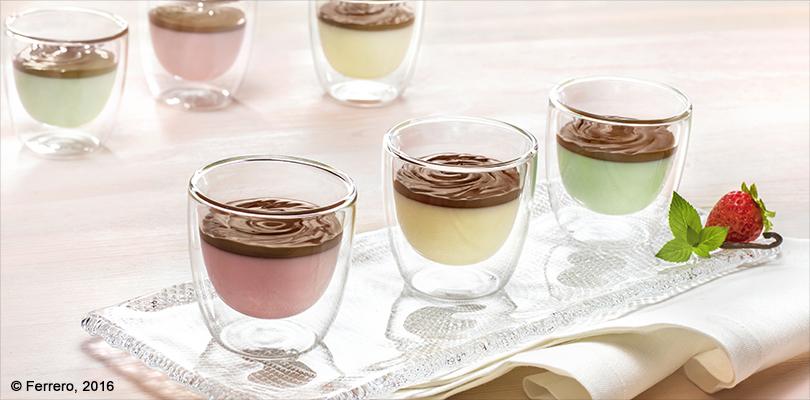 THREE-COLOUR MINI-PANNA COTTA WITH NUTELLA®