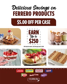 Ferrero Foodservice Dessert Inclusion Rebate Five Dollar per case Offer