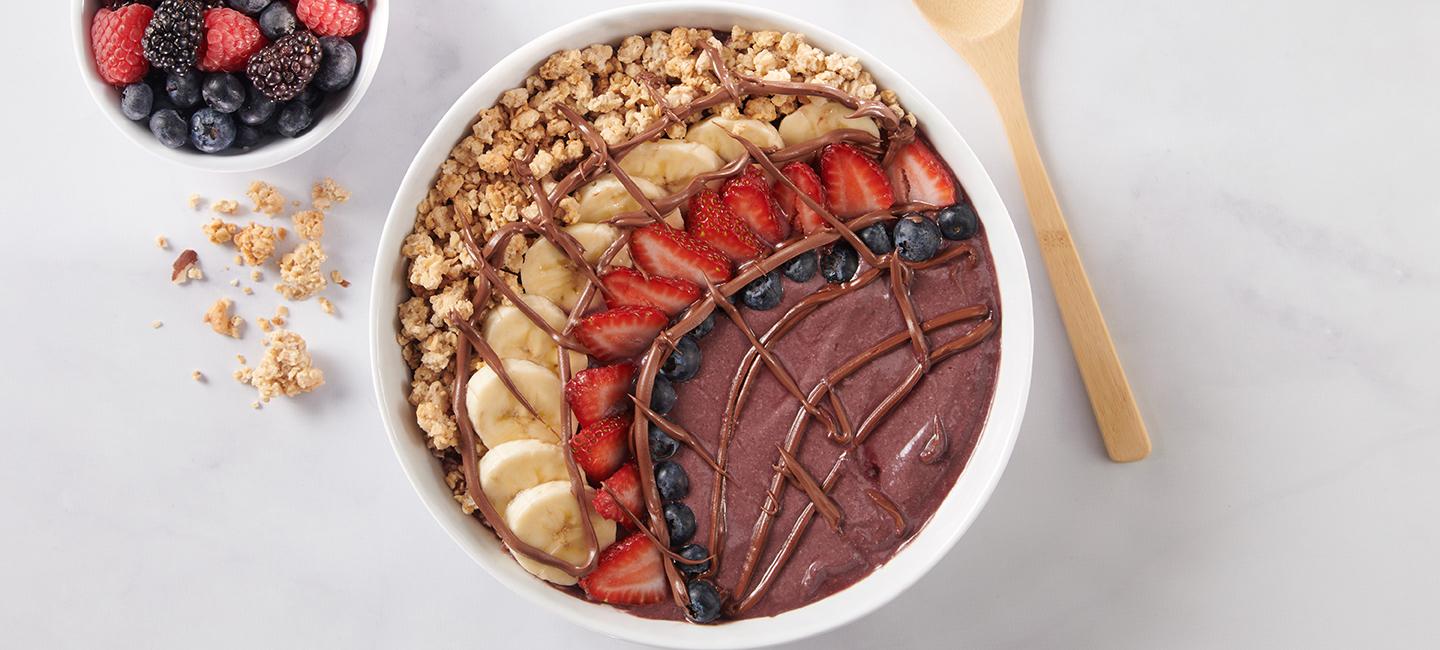 Acai Bowl with Fresh Fruit made with Nutella