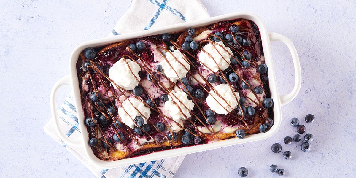 Blueberry Cheesecake French Toast Casserole made with Nutella®