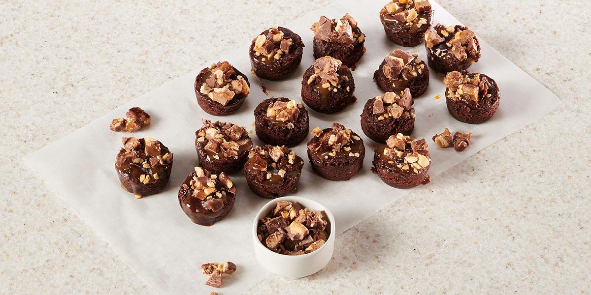 Nutty Caramel Brownie Bites made with Baby Ruth®