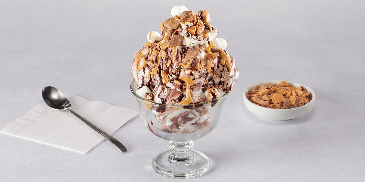 Rocky Road Sundae made with Butterfinger